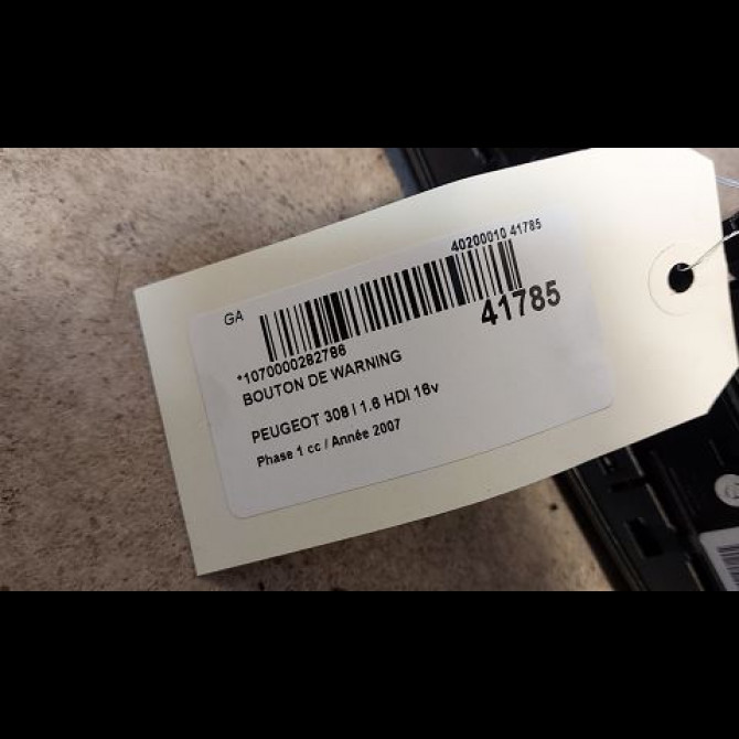 Bouton de warning occasion PEUGEOT 308 I Phase 1 09-2007->03-2011 1.6 HDI 16v 110ch 3