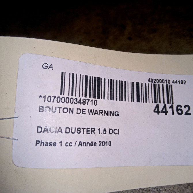 Bouton de warning occasion DACIA DUSTER Phase 1 03-2010->12-2013 1.5 DCI 110ch 252905315R 4