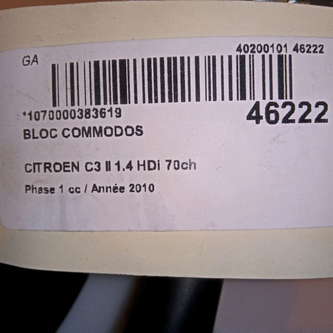 Bloc commodos occasion CITROEN C3 II Phase 1 11-2009->02-2013 1.4 HDi 70ch 96773879ZD 6