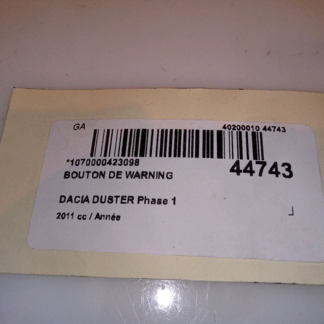 Bouton de warning occasion DACIA DUSTER Phase 1 03-2010->12-2013 252905315R 4