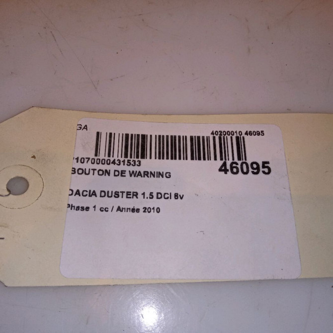 Bouton de warning occasion DACIA DUSTER Phase 1 03-2010->12-2013 1.5 DCI 8v 110ch 252905315R 4