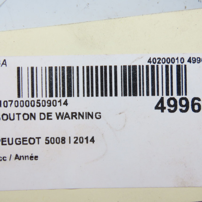 Bouton de warning occasion PEUGEOT 5008 I phase 2 09-2013->... 2.0 HDI 150ch 4