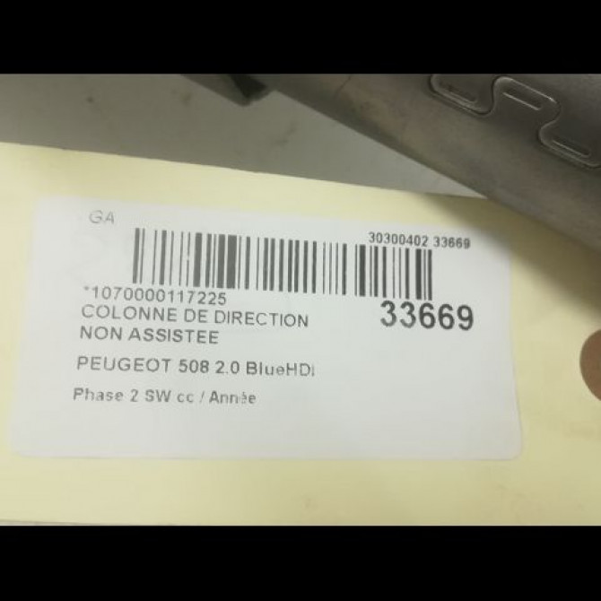 Colonne de direction non assistee occasion PEUGEOT 508 Phase 2 SW 06-2014->... 2.0 BlueHDI 180ch 4123HR 3