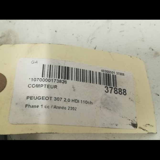 Compteur occasion PEUGEOT 307 Phase 1 04-2001->06-2005 2.0 HDI 110ch 6103F6 3