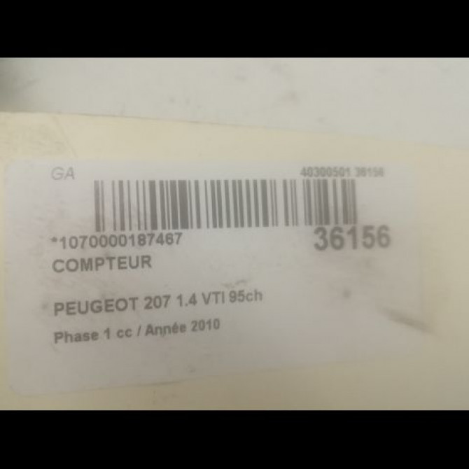 Compteur occasion PEUGEOT 207 Phase 1 04-2006->06-2013 1.4 VTI 95ch 6103CS 3