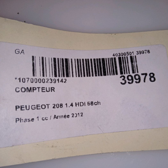 Compteur occasion PEUGEOT 208 208 Phase 1 2012-03-01->2015-09-30 1.4 HDI 68ch 9825986680 4