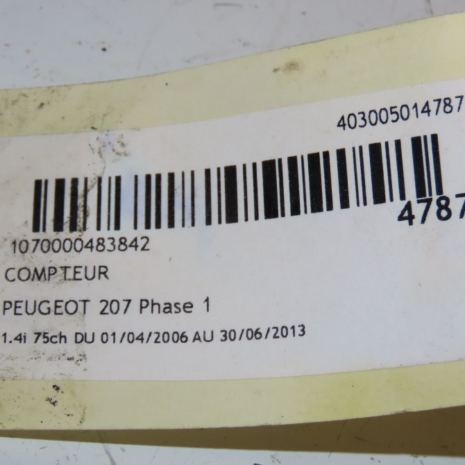 Compteur occasion PEUGEOT 207 Phase 1 04-2006->06-2013 1.4i 75ch 6103CS 4