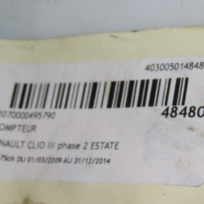 Compteur occasion RENAULT CLIO III phase 2 ESTATE 03-2009->12-2014 1.2i 75ch 8201060305 4