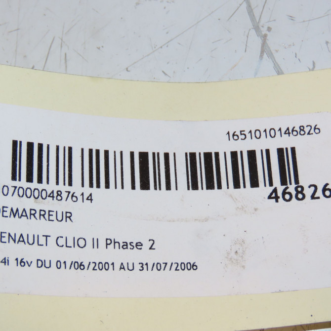 Démarreur occasion RENAULT CLIO II Phase 2 06-2001->07-2006 1.4i 16v 8200049826 3