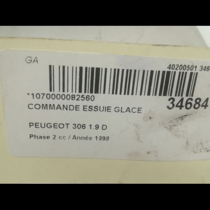 Commande essuie glace occasion PEUGEOT 306 Phase 2 04-1997->03-2002 1.9 D 6239G6 3
