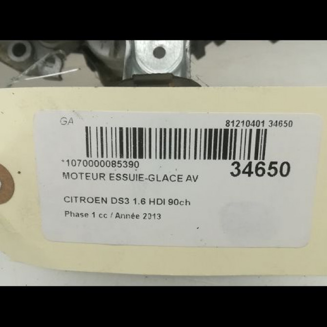 Moteur essuie-glace avant occasion CITROEN DS3 Phase 1 11-2009->03-2014 1.6 HDI 90ch 6405QC 4
