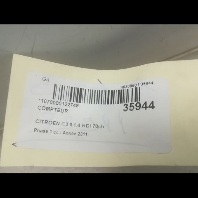 Compteur occasion CITROEN C3 II Phase 1 11-2009->02-2013 1.4 HDi 70ch 98041181XT 4