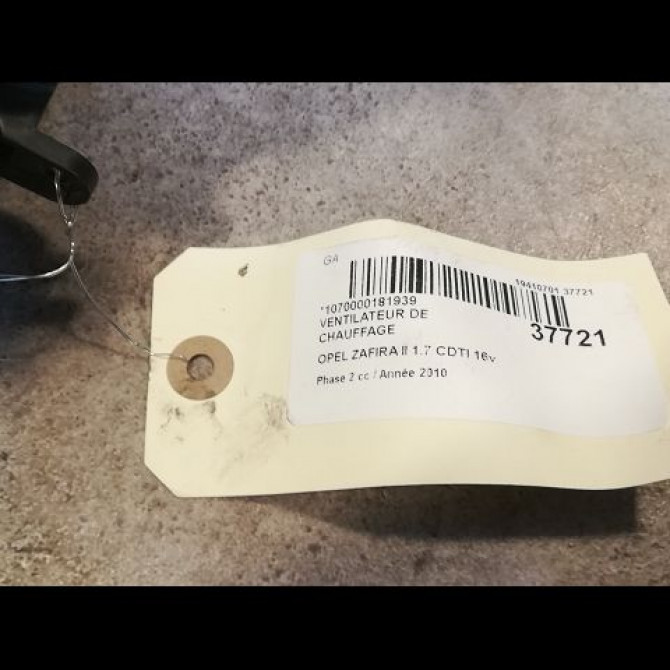 Ventilateur de chauffage occasion OPEL ZAFIRA II Phase 2 01-2008->12-2014 1.7 CDTI 16v 110ch 13214734 4