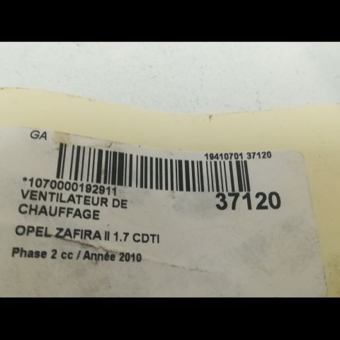 Ventilateur de chauffage occasion OPEL ZAFIRA II Phase 2 01-2008->12-2014 1.7 CDTI 125ch 13214734 3
