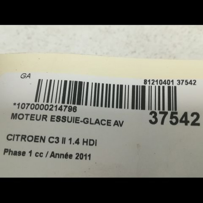 Moteur essuie-glace avant occasion CITROEN C3 II Phase 1 11-2009->02-2013 1.4 HDi 6405QC 3