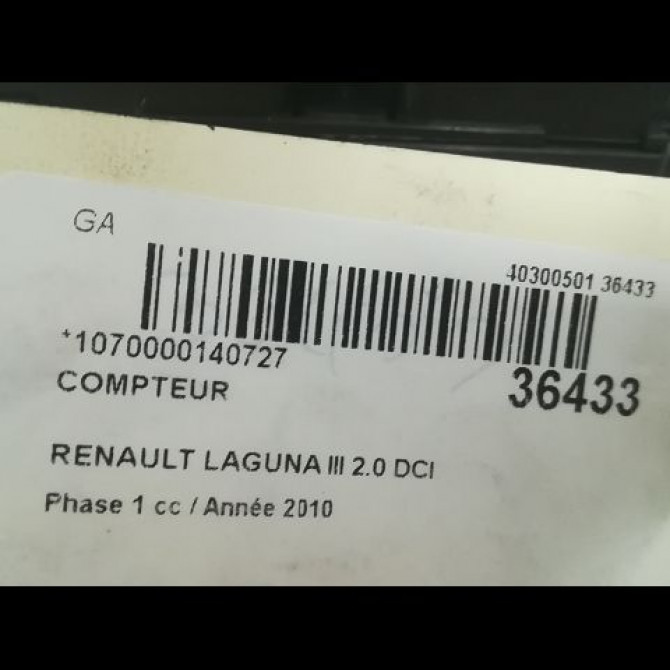 Compteur occasion RENAULT LAGUNA III Phase 1 10-2007->10-2010 2.0 DCI 180ch 248100006R 3