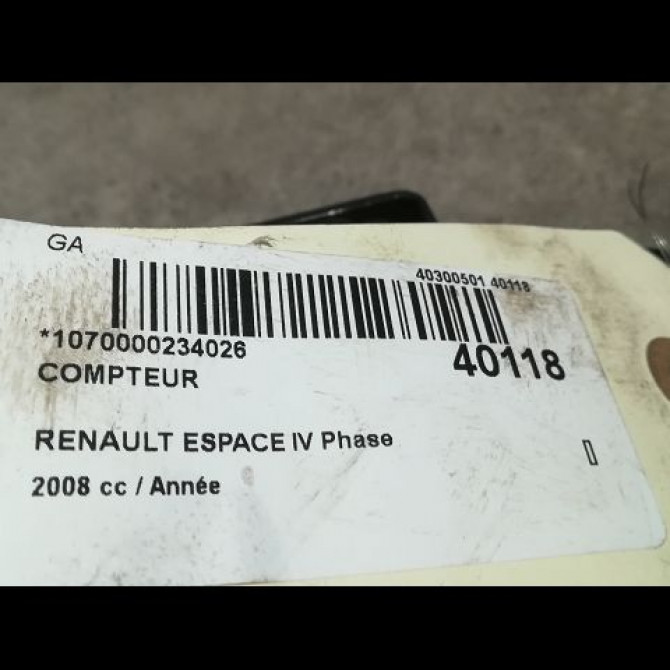 Compteur occasion RENAULT ESPACE IV Phase 3 06-2012->... 7701070455 3