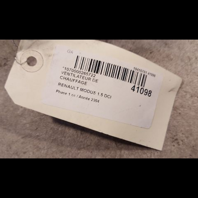 Ventilateur de chauffage occasion RENAULT MODUS Phase 1 09-2004->12-2007 1.5 DCI 65ch 7701209802 3