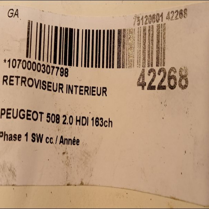 Retroviseur interieur occasion PEUGEOT 508 Phase 1 04-1995->04-1999 2.0 HDI 163ch 8154SN 3