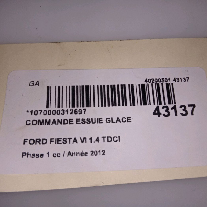 Commande essuie glace occasion FORD FIESTA VI Phase 1 10-2008->11-2012 1.4 TDCI 70ch 1537625 5