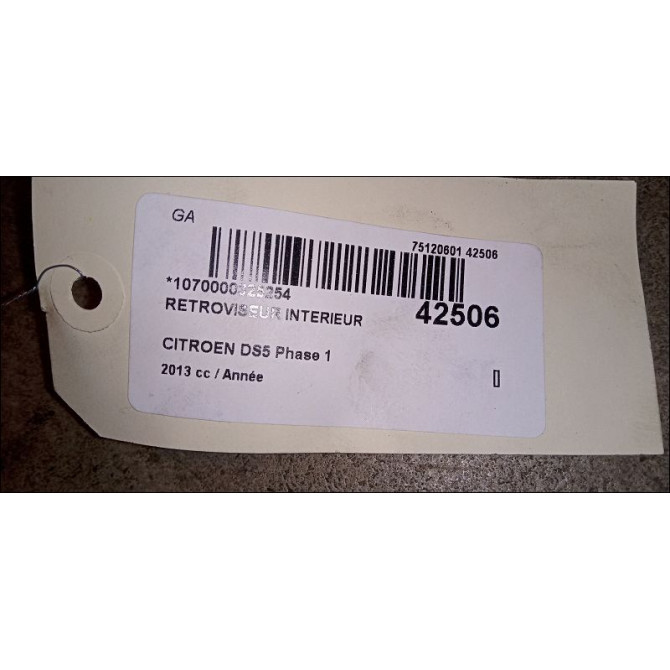 Retroviseur interieur occasion CITROEN DS5 Phase 1 06-2011->... 96779166XT 3