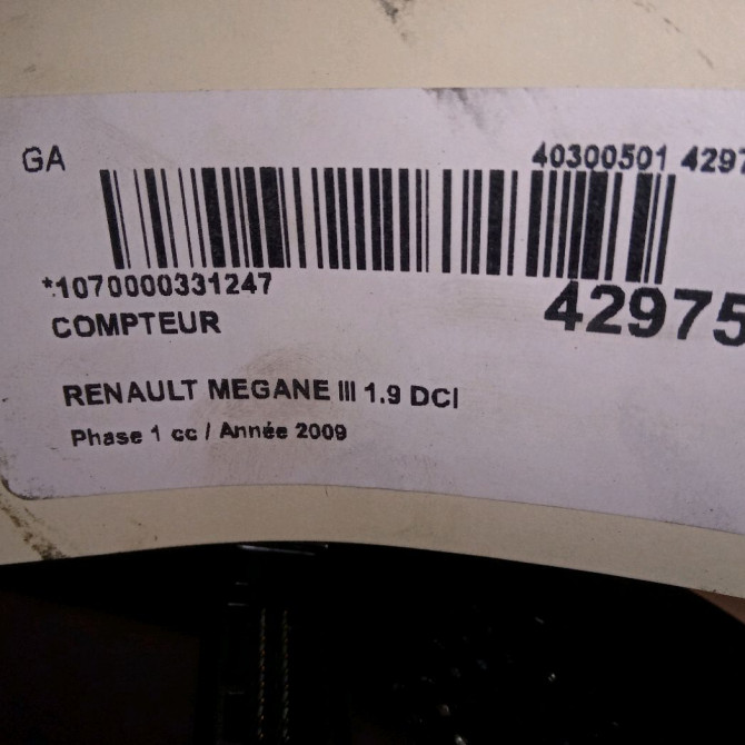 Compteur occasion RENAULT MEGANE III Phase 1 11-2008->01-2012 1.9 DCI 130ch 248100342R 4