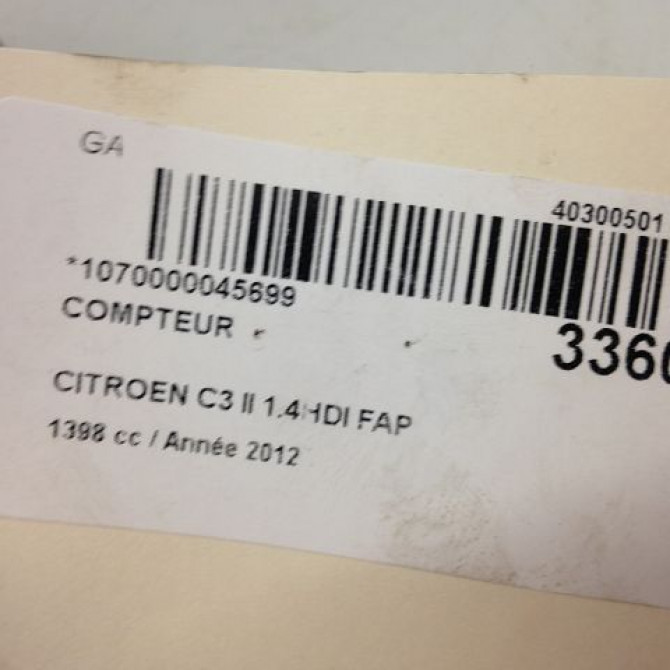 Compteur occasion CITROEN C3 II Phase 1 11-2009->02-2013 1.4 HDi 70ch 98041181XT 4
