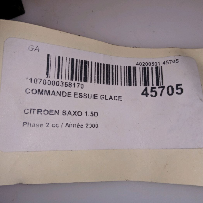 Commande essuie glace occasion CITROEN SAXO Phase 2 09-1999->12-2004 1.5D 6239G6 4