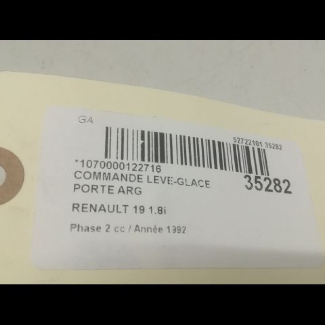 Commande leve-glace porte arrière gauche occasion RENAULT 19 Phase 2 04-1992->04-1997 1.8i 3