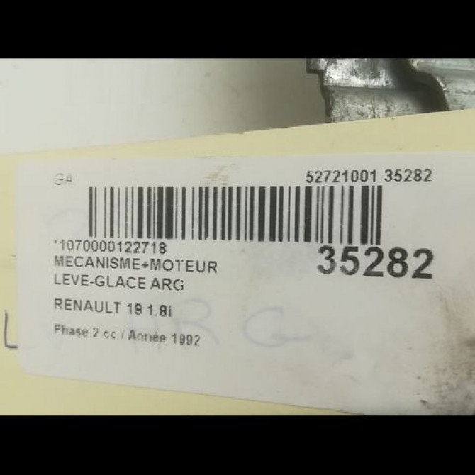 Mecanisme+moteur leve-glace arg occasion RENAULT 19 Phase 2 04-1992->04-1997 1.8i 3