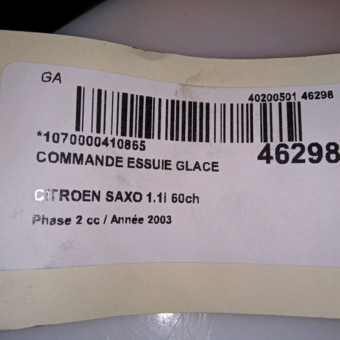 Commande essuie glace occasion CITROEN SAXO Phase 2 09-1999->12-2004 1.1i 60ch 6239G6 4