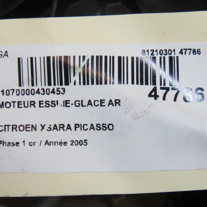 Moteur essuie-glace arrière occasion CITROEN XSARA PICASSO Phase 1 12-1999->02-2004 2.0 HDi 90ch 6405G7 4
