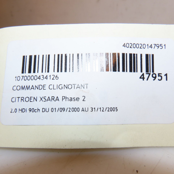 Commande clignotant occasion CITROEN XSARA Phase 2 09-2000->12-2005 2.0 HDi 90ch 625368 3