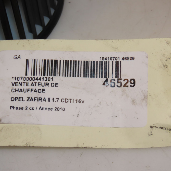 Ventilateur de chauffage occasion OPEL ZAFIRA II Phase 2 01-2008->12-2014 1.7 CDTI 16v 110ch 13214734 3