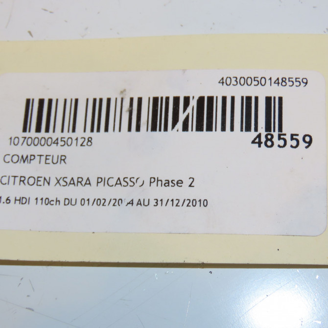 Compteur occasion CITROEN XSARA PICASSO Phase 2 02-2004->12-2010 1.6 HDI 110ch 6105VY 4