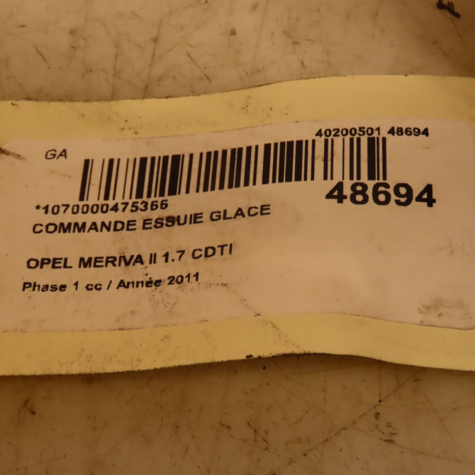 Commande essuie glace occasion OPEL MERIVA II Phase 1 09-2010->03-2014 1.7 CDTI 110ch 20964885 3