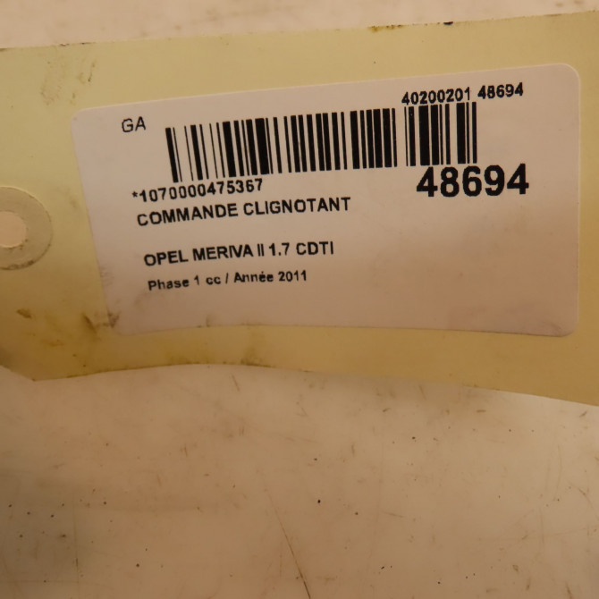 Commande clignotant occasion OPEL MERIVA II Phase 1 09-2010->03-2014 1.7 CDTI 110ch 13294825 4