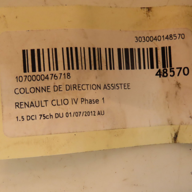 Colonne de direction assistee occasion RENAULT CLIO IV Phase 1 07-2012->... 1.5 DCI 75ch 488101963R 5