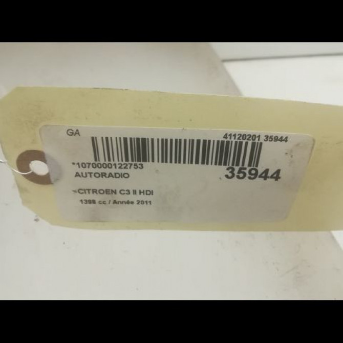 Autoradio occasion CITROEN C3 II Phase 1 11-2009->02-2013 1.4 HDi 70ch 6574PX 3
