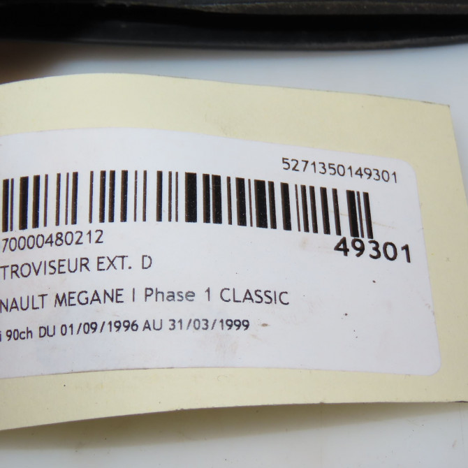 Retroviseur exterieur manuel droit occasion RENAULT MEGANE I Phase 1 04-1995->04-1999 1.6i 90ch 7700834190 4
