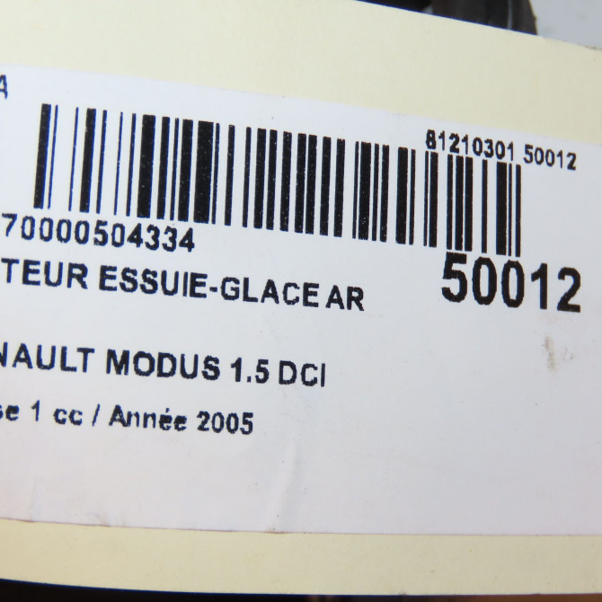 Moteur essuie-glace arrière occasion RENAULT MODUS Phase 1 09-2004->12-2007 1.5 DCI 65ch 8200313354 4