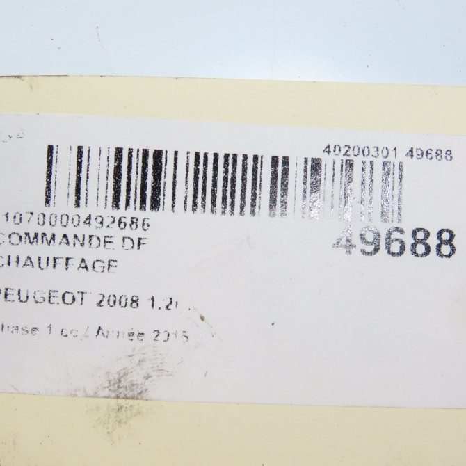 Commande de chauffage occasion PEUGEOT 2008 Phase 1 01-2013->... 1.2i PURETECH 110ch 9819611580 4
