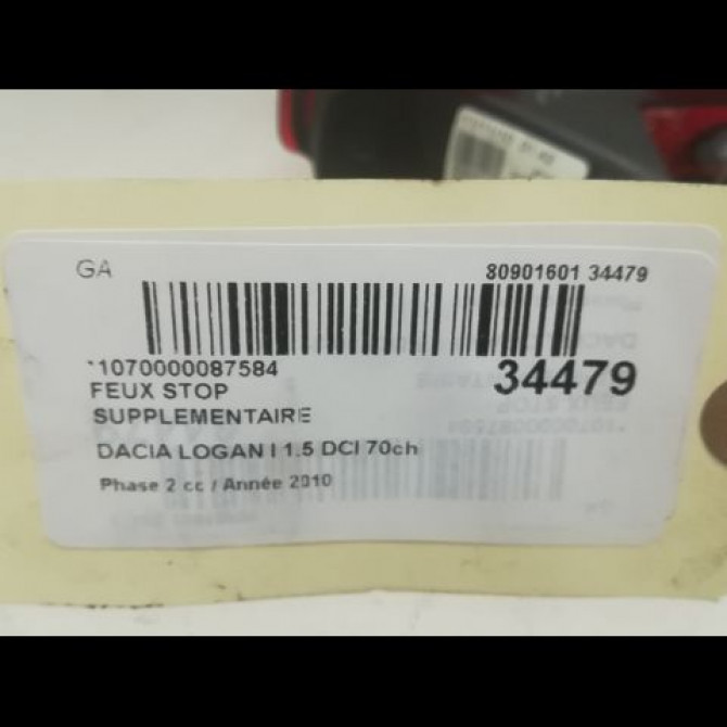 Feux stop supplementaire occasion DACIA LOGAN I Phase 2 07-2008->12-2012 1.5 DCI 70ch 8200690118 3
