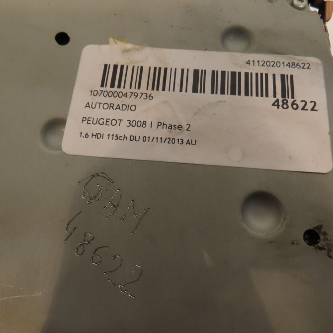 Autoradio occasion PEUGEOT 3008 I Phase 1 04-2009->12-2013 1.6 HDI 115ch 16108009XT 4