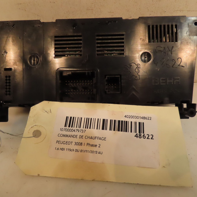 Commande de chauffage occasion PEUGEOT 3008 I Phase 1 04-2009->12-2013 1.6 HDI 115ch 6452Y3 2