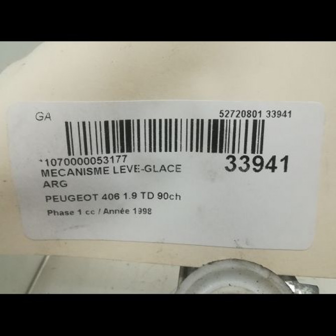 Mecanisme leve-glace arrière gauche occasion PEUGEOT 406 Phase 1 10-1995->04-1999 1.9 TD 90ch 922336 4
