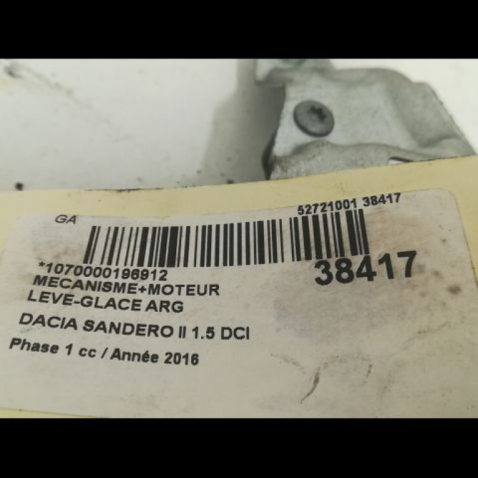 Mecanisme+moteur leve-glace arg occasion DACIA SANDERO II Phase 1 10-2012->... 1.5 DCI 90ch 827211031R 3