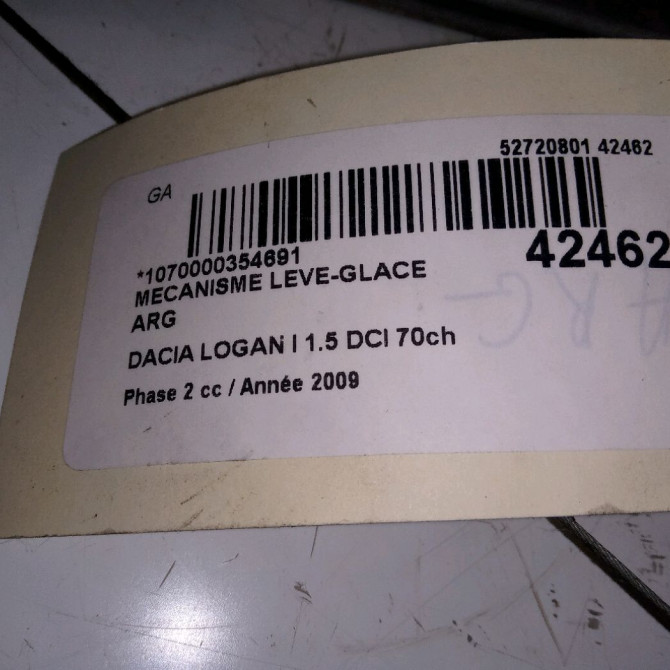 Mecanisme leve-glace arrière gauche occasion DACIA LOGAN I Phase 2 07-2008->12-2012 1.5 DCI 70ch 8200783890 3