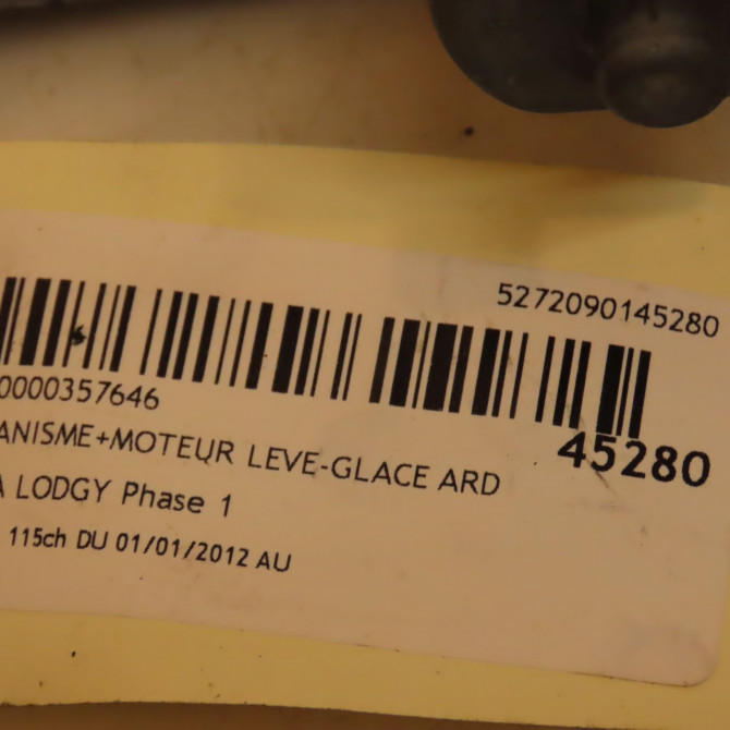 Mecanisme+moteur leve-glace ard occasion DACIA LODGY Phase 1 01-2012->... 1.2 TCE 115ch 827202127R 4
