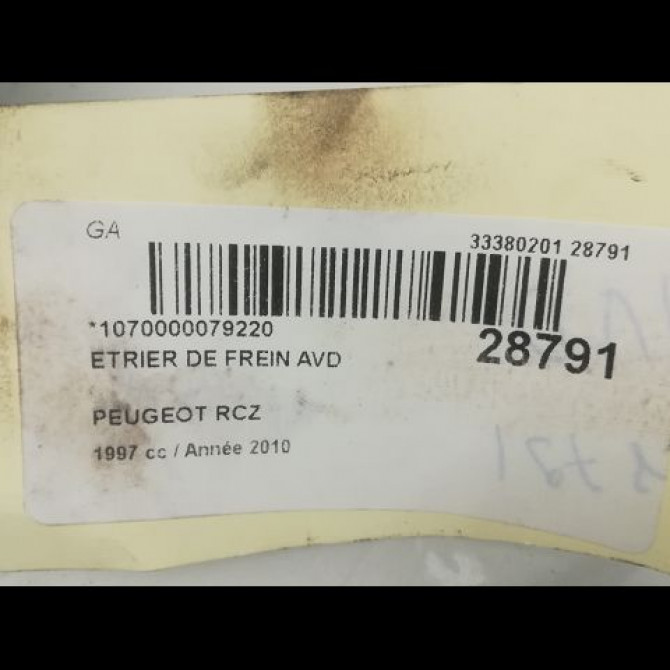 Etrier de frein avant droit occasion PEUGEOT RCZ Phase 1 01-2010->12-2012 4400X2 3